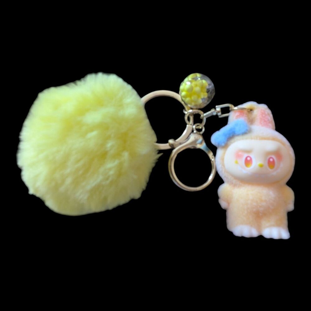 Labubu Keychain Bag Charm Yellow Pom Pom - Picture 2 of 4